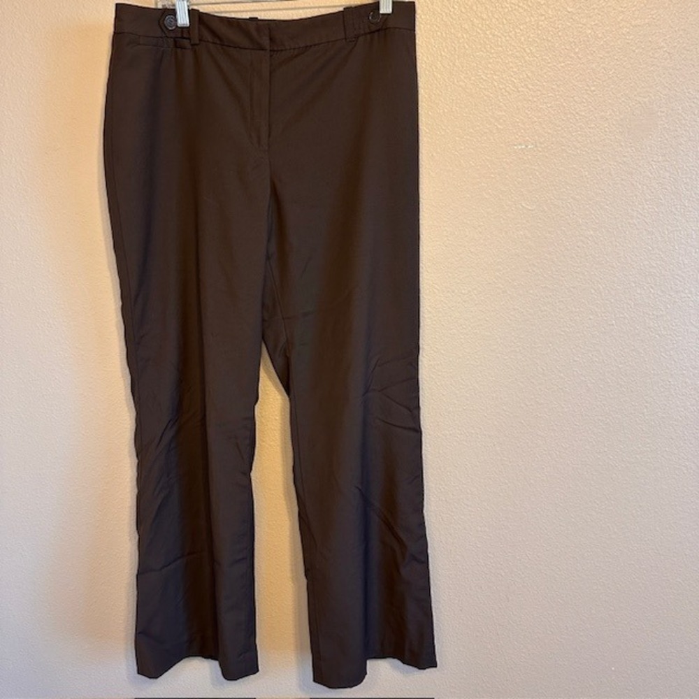 Ann Taylor Women's Brown Dress Pants Wool Blend Wide Leg 12 Career